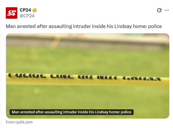 zeeinmilton's tweet photo. Picture this: an armed criminal—already wanted by police—breaks into an apartment. The sleeping homeowner wakes up to find an armed man in his home and defends himself and his property. The criminal ends up in hospital, and the homeowner gets charged for assault. 

Make it make sense.

We must have action from the federal government to strengthen our criminal code so that burglars and thieves are no longer protected by weak laws; it is unconscionable that we are criminalizing law-abiding Ontarians who have no choice but to protect themselves and their families from violent criminals. 

Enough is enough: it’s time to pick a side.

https://t.co/MaXxsemS6n