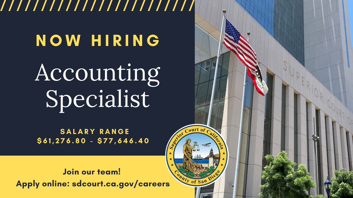 The Court is hiring for an Accounting Specialist - join our team!

governmentjobs.com/careers/sdcour…