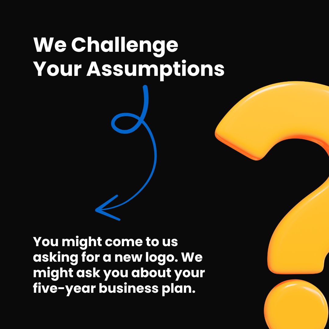 You might come to us asking for a new logo. We might ask you about your five-year business plan. 

We dig deeper to ensure the creative work we do today is still working for you tomorrow. 

#StrategicDesign #FutureProof #BusinessGoals