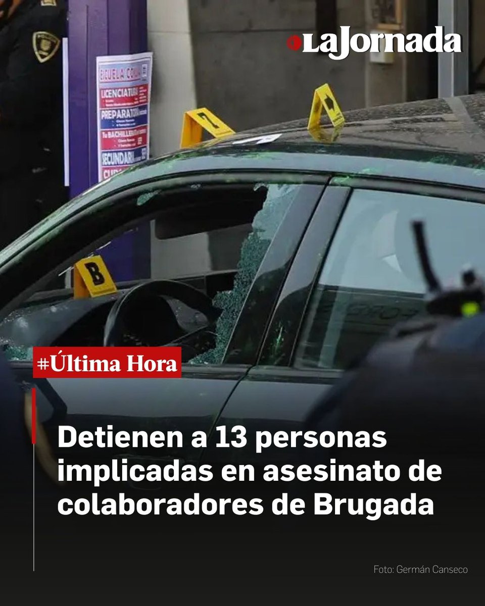 #ÚLTIMAHORA En conferencia de prensa, la jefa de Gobierno de CDMX, <a href="/ClaraBrugadaM/">Clara Brugada Molina</a>, informó la detención de 13 personas, tres de las cuales están directamente implicadas en los asesinatos de Ximena Guzmán Cuevas y José Muñoz Vega, dos de sus colaboradores, ocurridos el pasado 20