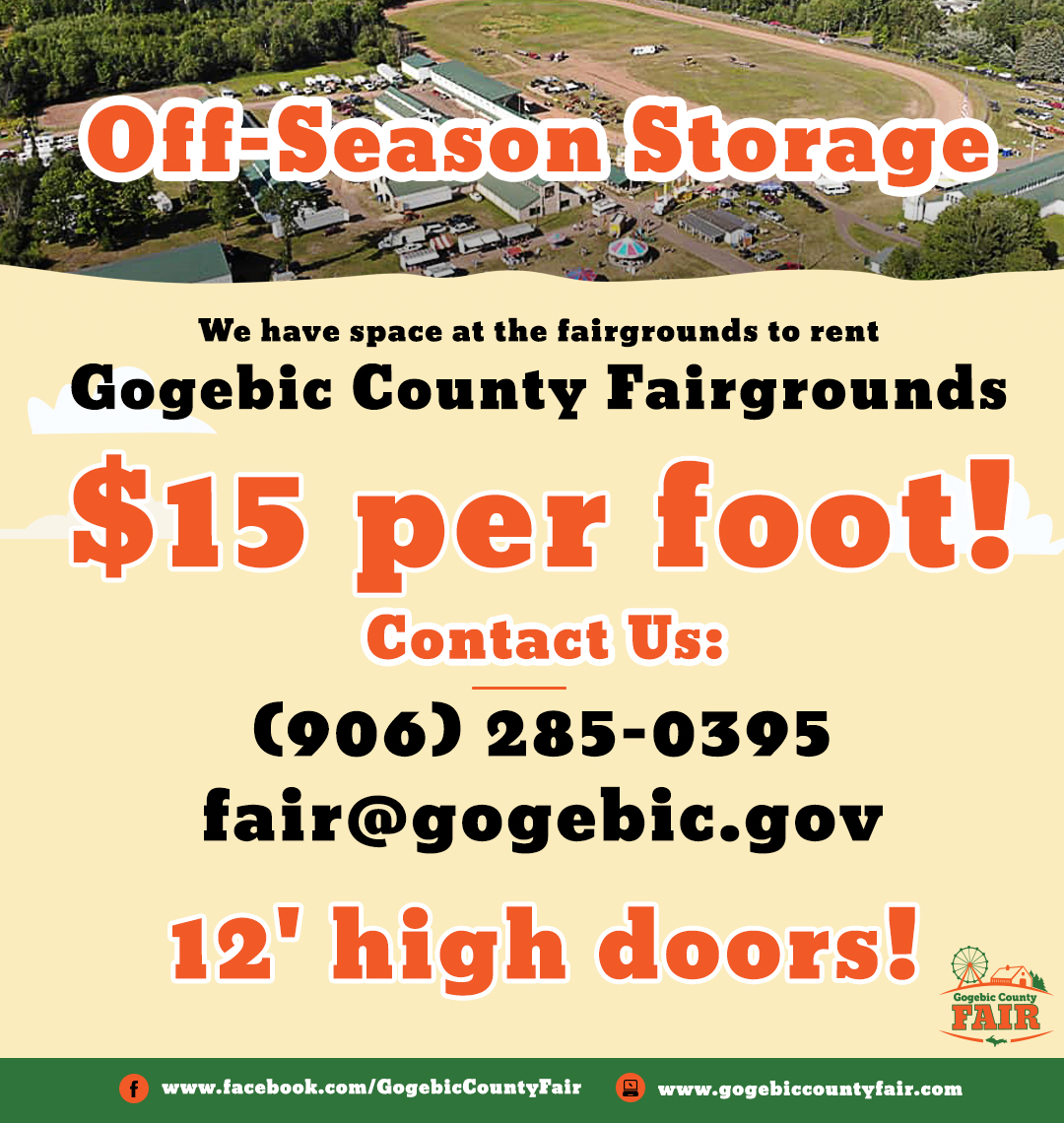 GogebicF's tweet photo. 📦 Need off-season storage? The Gogebic County Fairgrounds offers secure space for just $15/ft — with 12’ high doors for campers, boats &amp; trailers! 🚐⛵🚜

📞 (906) 285-0395 | fair@gogebic.gov
📄 Details: https://t.co/f5NVGntVmo https://t.co/HjwCsKGVlj