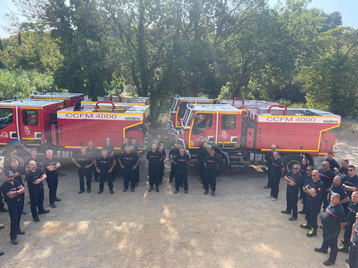 SDIS51's tweet photo. 🚨[Des nouvelles de nos marnais en renfort dans le Sud]

Pour rappel, le 15août, 14👨‍🚒du #SDIS51 sont partis dans l’Aude pour effectuer la relève de la colonne de renfort EST BRAVO.

🔥Durant plus de 5 j, les👨‍🚒 ont effectué des missions de surveillance et de traitement de lisières https://t.co/PVAL8v8V78