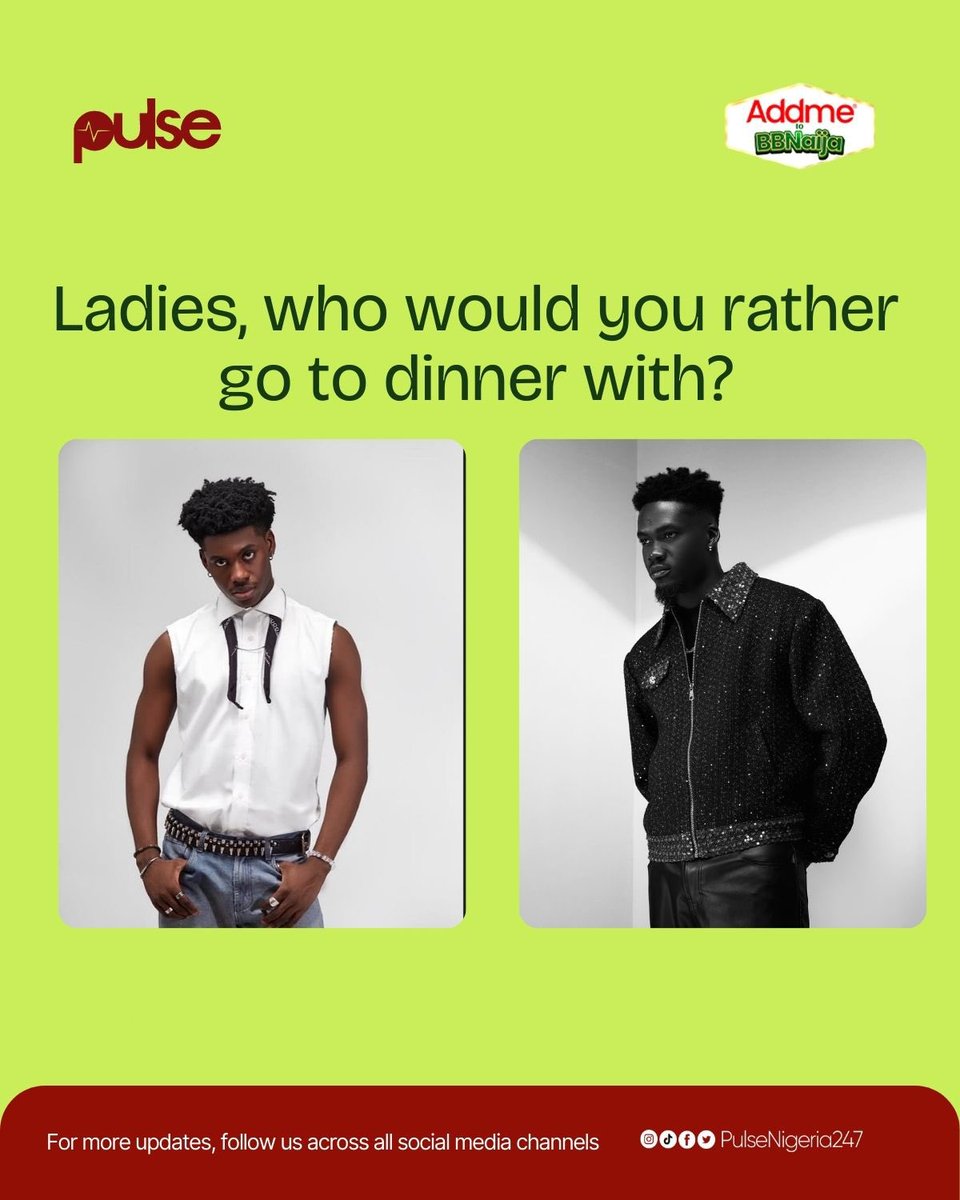 PulseNigeria247's tweet image. Ladies, get in here ⬇️

Brought to you by @addmenigeria

#AddmeToBBNaija #Addme #BBNaija #PulseBBNaijaUpdate