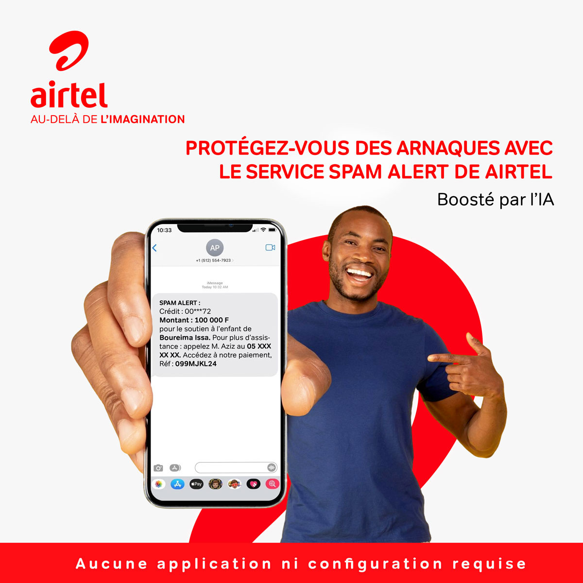 airtelniger's tweet image. Découvrez le service « Spam Alert » d’Airtel Niger. Boosté par l’IA, il vous alerte en cas de messages suspects 💪
Aucune application ni configuration n’est nécessaire, c’est automatique dès maintenant
Avec Airtel Niger, vous êtes à l’abri des SMS douteux 
#AirtelNiger #SpamAlert