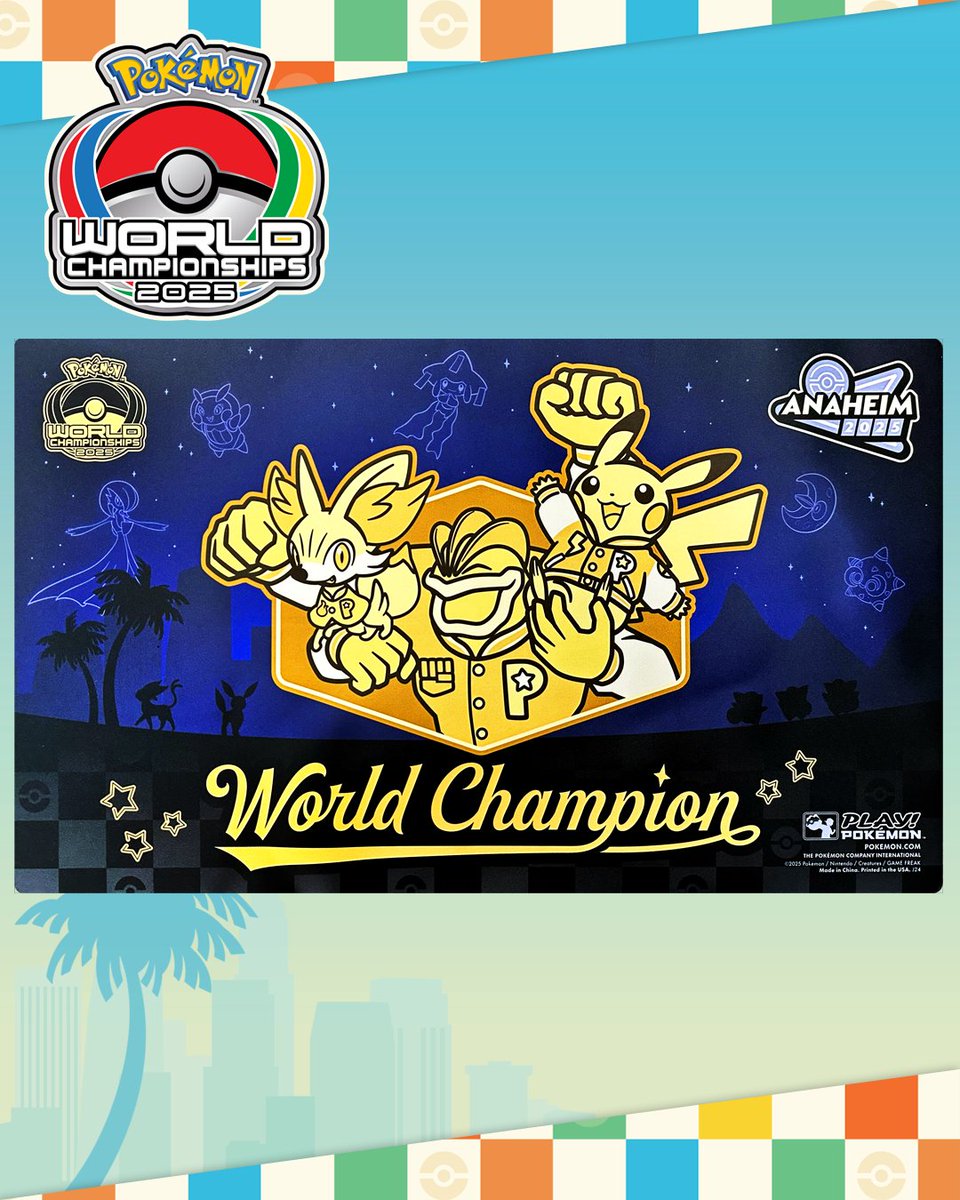 PokemonTCG's tweet image. At #PokemonWorlds, Trainers were able to find some unique playmats! 🏆 Here are some of playmats that were only available by earning them!