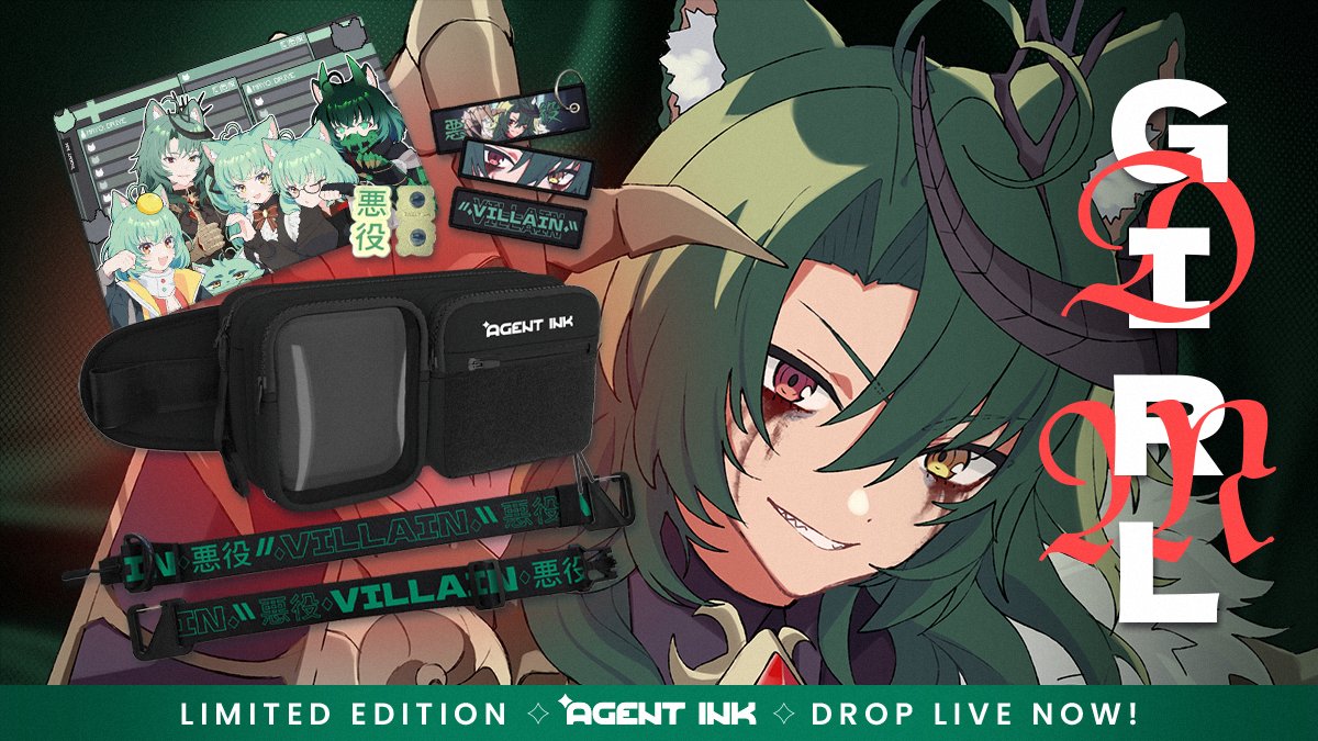 Agent Ink ✨ fan merch ✨ (@agentink) on Twitter photo It's <a href="/Girl_Dm_/">girl_dm_ 🔪 villainess (definitely evil)</a>'s birthday and instead of cake we got you an exclusive merch collection 🔪
🖤Agent Ink x Girl_DM_ sling bag
💚Velcro patch pack
🖤Enamel pin + jet tag
💚 Deskmat
Pre-orders are open for 5 weeks only, go feral
Happy birthday, villainess!! It's <a href="/Girl_Dm_/">girl_dm_ 🔪 villainess (definitely evil)</a>'s birthday and instead of cake we got you an exclusive merch collection 🔪
🖤Agent Ink x Girl_DM_ sling bag
💚Velcro patch pack
🖤Enamel pin + jet tag
💚 Deskmat
Pre-orders are open for 5 weeks only, go feral
Happy birthday, villainess!!