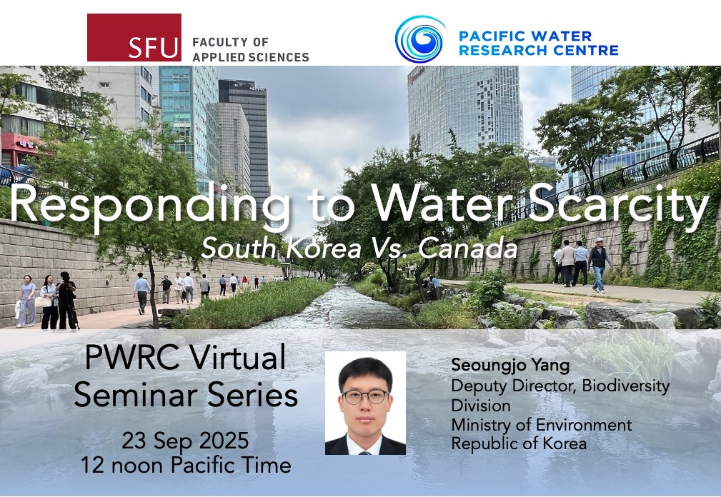 SFU_Water's tweet photo. South Korea and Canada both face water scarcity and apply different approaches to address it. The seminar compares drought responses and use of cutting-edge technologies.
Read more: https://t.co/fYGw24OI59 https://t.co/cZeU0bUeR9