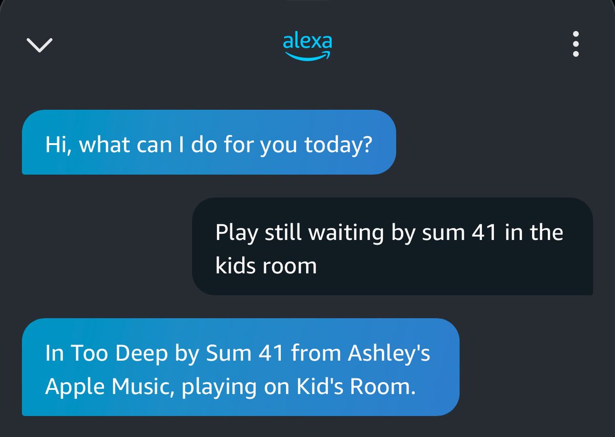 Ash_Jenks's tweet photo. This is why I hate @AmazonAlexa.. My kid wants Still Waiting by @Sum41 ready for @ElectricCallboy’s cover, but no.. https://t.co/p1AhIHSeAV