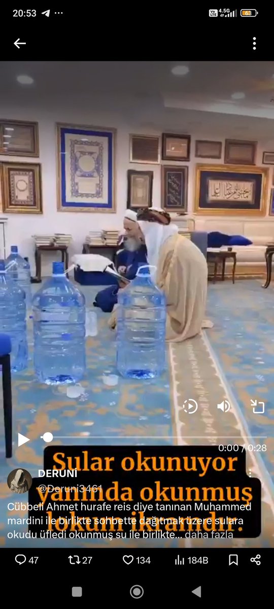 Müşrik-i kamil Cübbeli Ahmet efendi Gazze için birleşme toplantısı peydah etti. Toplantıya 4 dolu 1 boş damacana katıldı..