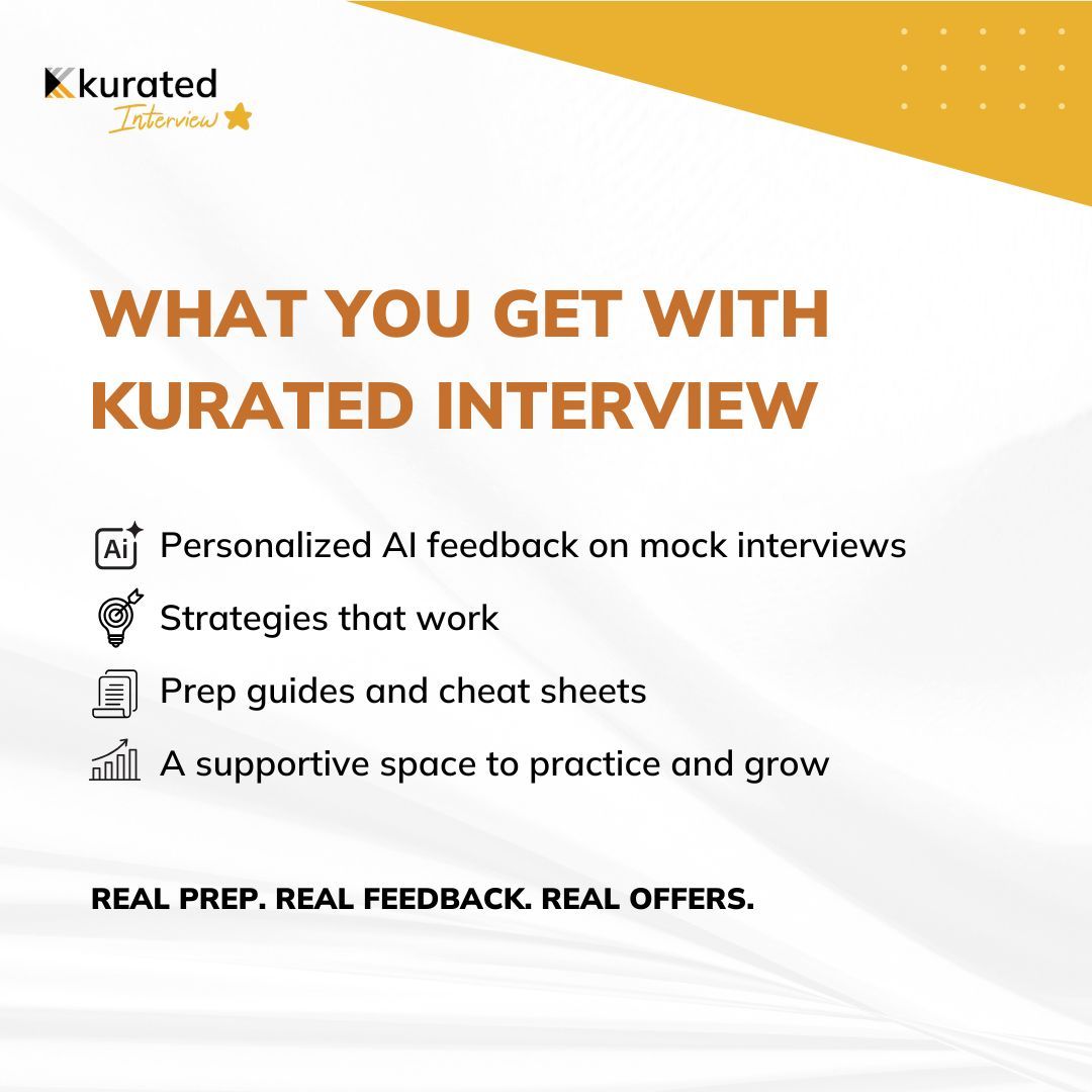 kuratedai's tweet image. Harsh didn’t want generic advice.
Kurated gave him practical, powerful prep.

🔥 Ready to go deeper?
→ buff.ly/EcXN4Qq 

#InterviewTraining #PracticalPrep #KuratedInterview