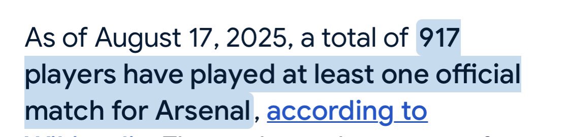 Over 917 players have played for Assnal none of them won champion league with Assnal 🤙