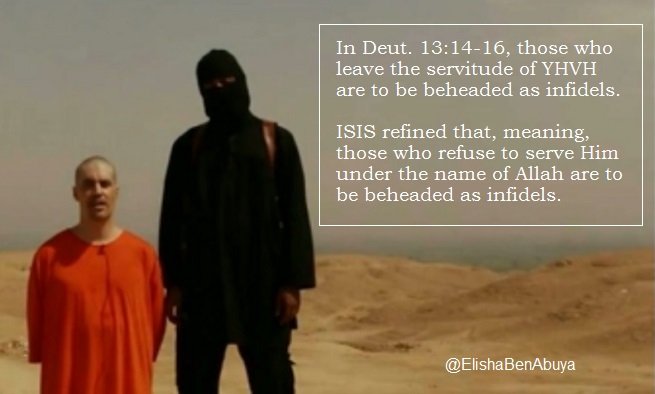 Elishabenabuya's tweet photo. In this week's #Torah portion, we read of the requirement to behead the infidel.

"Infidel" means infidelity to YHVH by leaving Him (He hates that, self esteem issues, you know!)

Was burning, strangulation, stoning, and beheading done for entertainment?

#EBAMeme
#Reeh https://t.co/51WuYtAcwt