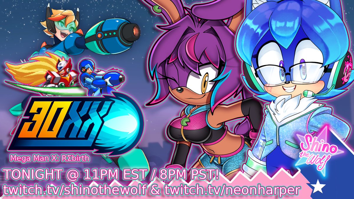 Shino The Wolf | Sonic VTuber | #TeamStarlight (@shinothewolf) on Twitter photo 💫 Greetings my Starcadians & salutations to all the Hoppers🐸 out there!
❗️ Be sure to join me & the lovely <a href="/NeonHarper/">Harperハーパー 🐸 VTuber</a> tonight for our 1st dual collab together of 30XX! We'll be playing the Mega Man X: Rebirth MOD in Co-Op Mode! See you lovelies then!
#ShinoVTLive #VTuber 💫 Greetings my Starcadians & salutations to all the Hoppers🐸 out there!
❗️ Be sure to join me & the lovely <a href="/NeonHarper/">Harperハーパー 🐸 VTuber</a> tonight for our 1st dual collab together of 30XX! We'll be playing the Mega Man X: Rebirth MOD in Co-Op Mode! See you lovelies then!
#ShinoVTLive #VTuber