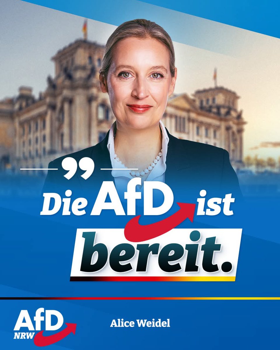 AfD NRW (@alternativenrw) on Twitter photo ++ Deutschland braucht JETZT eine Alternative! ++
Endlich Verantwortung für unser Land übernehmen und den Asylbetrug beenden, nichts weniger erwarten Millionen Wähler seit Jahren. <a href="/Alice_Weidel/">Alice Weidel</a> machte dieser Tage deutlich, dass der Weg nicht mehr weit ist, denn: „Die #AfD ist ++ Deutschland braucht JETZT eine Alternative! ++
Endlich Verantwortung für unser Land übernehmen und den Asylbetrug beenden, nichts weniger erwarten Millionen Wähler seit Jahren. <a href="/Alice_Weidel/">Alice Weidel</a> machte dieser Tage deutlich, dass der Weg nicht mehr weit ist, denn: „Die #AfD ist