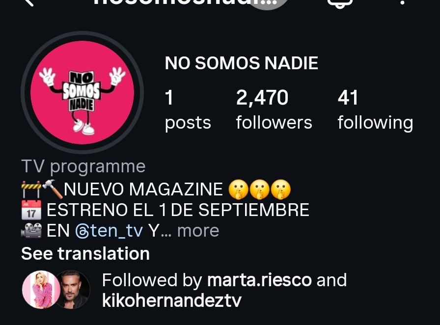 Kiko H y <a href="/MartaRiesco/">MartaRS</a> siguiendo a la cuenta de #Nosomosnadie crucemos los dedos por q estén los dos en el programa
