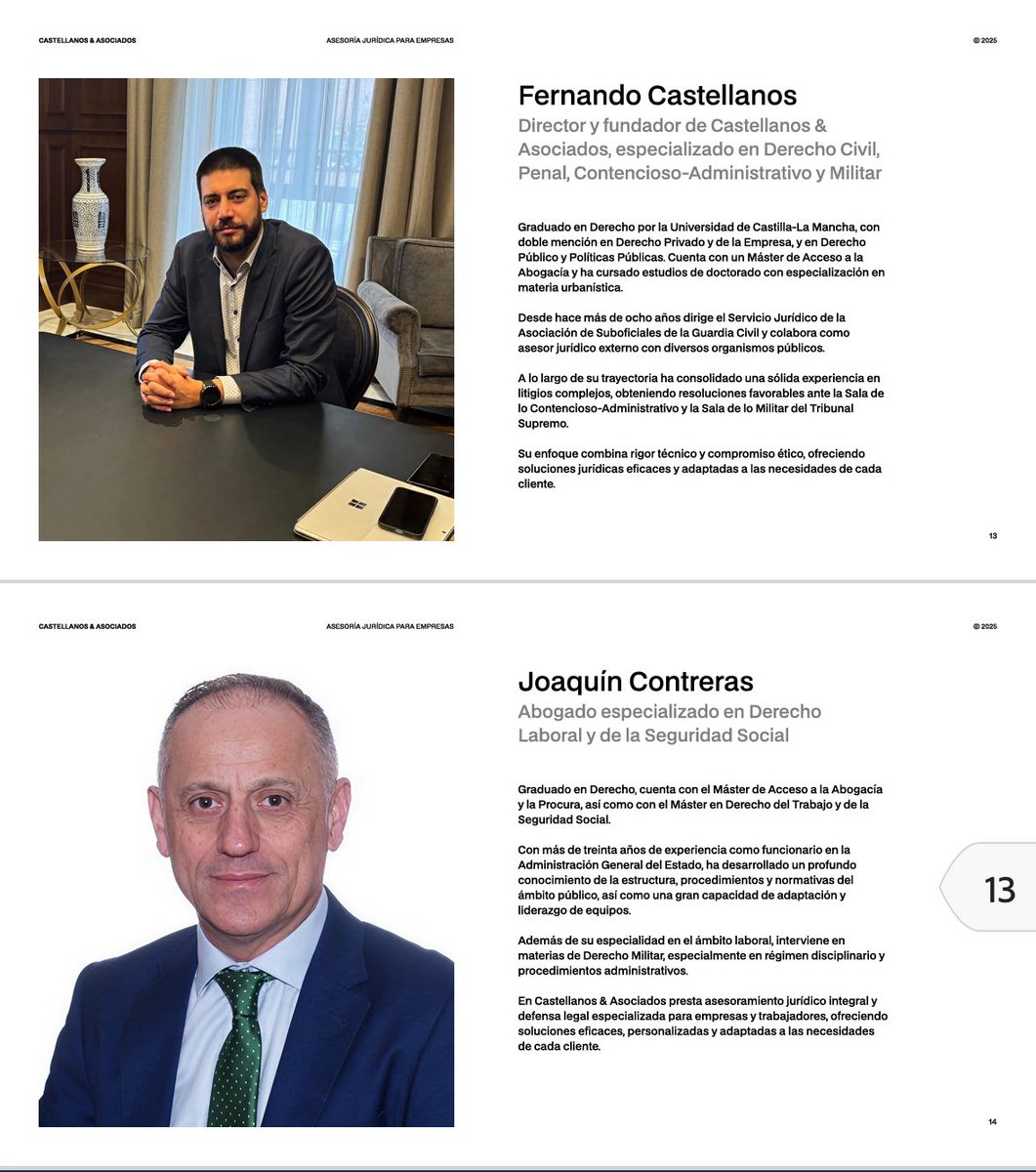 👀 No solo resolvemos problemas, aportamos la tranquilidad d una defensa legal completa, anticipándonos a los riesgos con eficacia y compromiso absolutos.

Con la visión estratégica d Fernando y la profunda perspectiva interna d Joaquín, ofrecemos una certeza jurídica inigualable