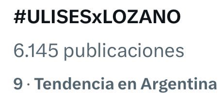 Ya somos tt número nueve, sigan usando el hashtag con intensidad para seguir subiendo

¿Llegamos a los diez mil post? den rt y comenten cualquier cosa utilizando la tt vamos!

#ULISESxLOZANO