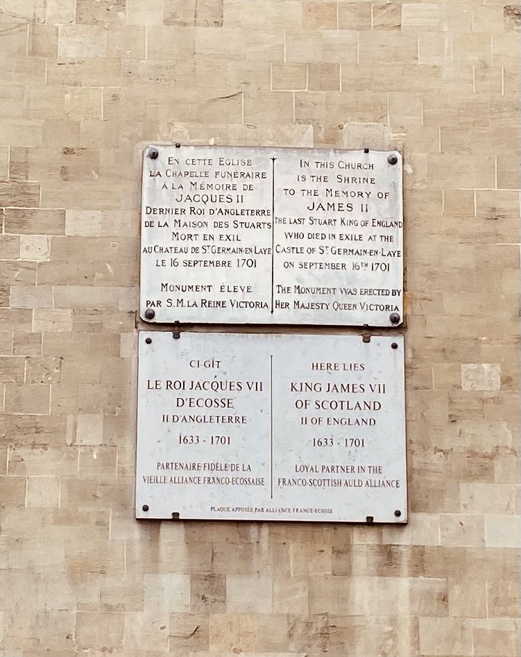 When I first visited Saint-Germain-en-Laye some years ago the church was closed, so I was unable to pay my respects at the final resting place of King James II and VII. I corrected that today