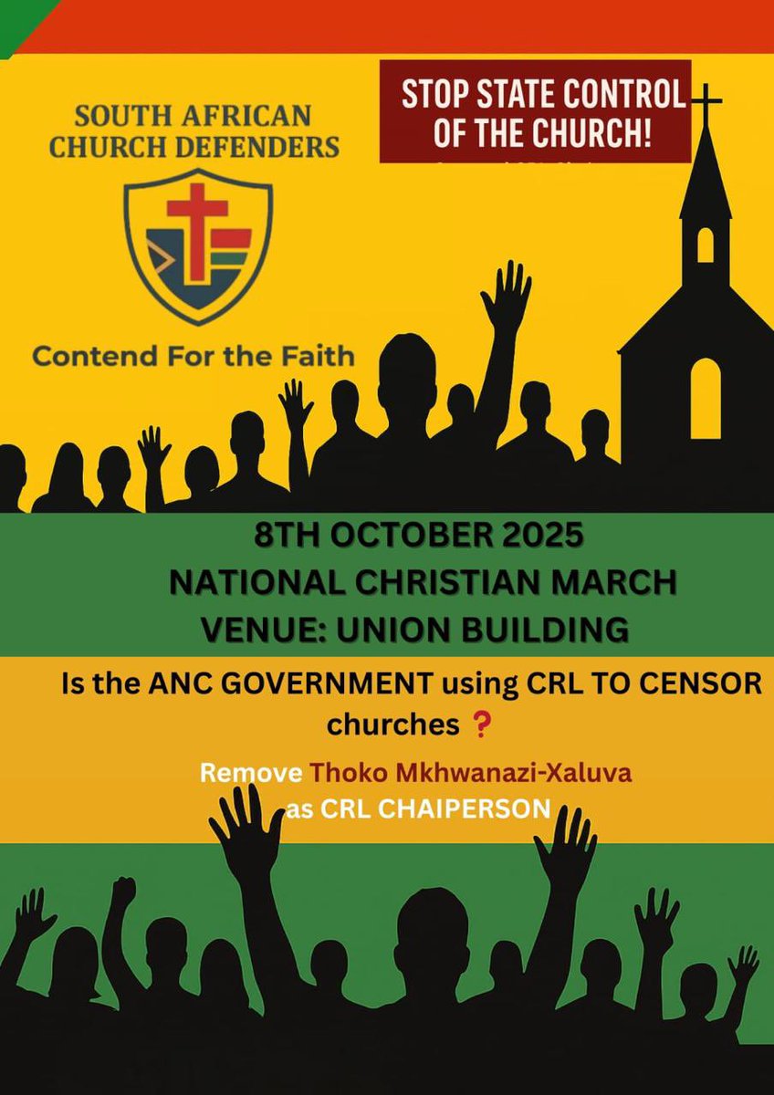 Emmanuelmafoks's tweet photo. @CRL_Commission @ParliamentofRSA The state must stop micromanaging the church of God.Religious communities are not government owned entities 
#RemoveThokoXaluvaOfCRL https://t.co/TJHHG2HUPJ