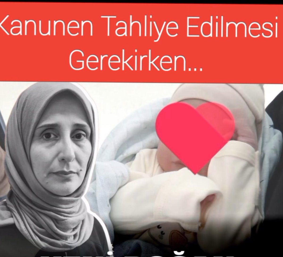 YENİ DOĞAN BEBEĞİ

CEZAEVİNE GÖNDERDİLER

Ev hapsi verilebilecekken doğuma kadar

cezaevinde tutuldu.

Bebeğini mahpus olarak dünyaya getirdi.

Merve Zayım, lohusa hali ve kucağında iki günlük bebeğiyle Edirne Cezaevi'ne geri gönderildi.

Hepimizİçin Adalet
#2GünlükBebekTutsak