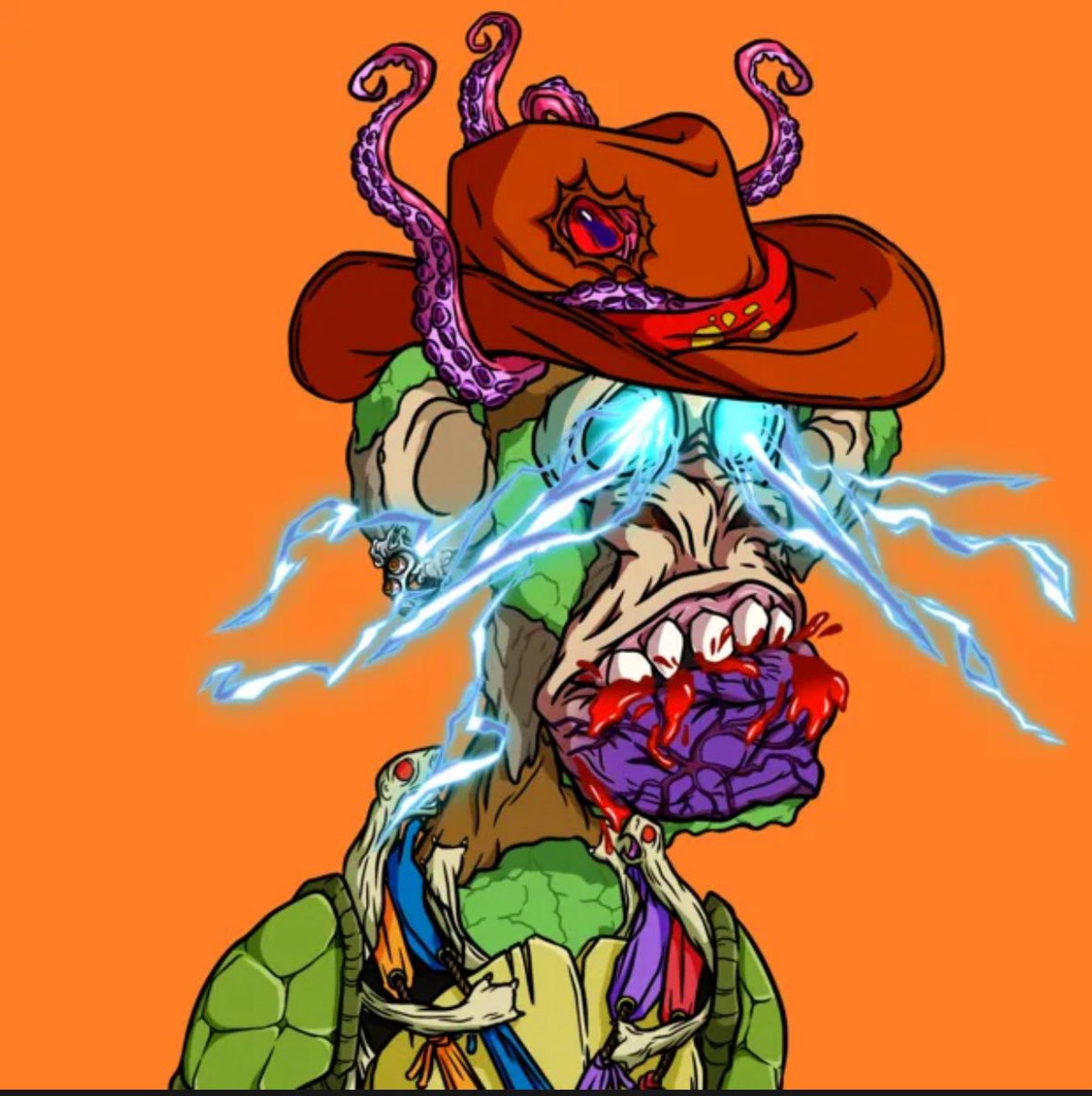 Am I the only person to notice the Ninja Turtle trait on these final <a href="/OrdiMutants/">🧪OrdiMutants</a> from the mint?  It was an amazing surprise in the final stretch of mint out to find brand new traits and variations. Thanks to <a href="/0xDFV/">🧪➖0️⃣</a>, the Team(Council) and the overall community for the support and