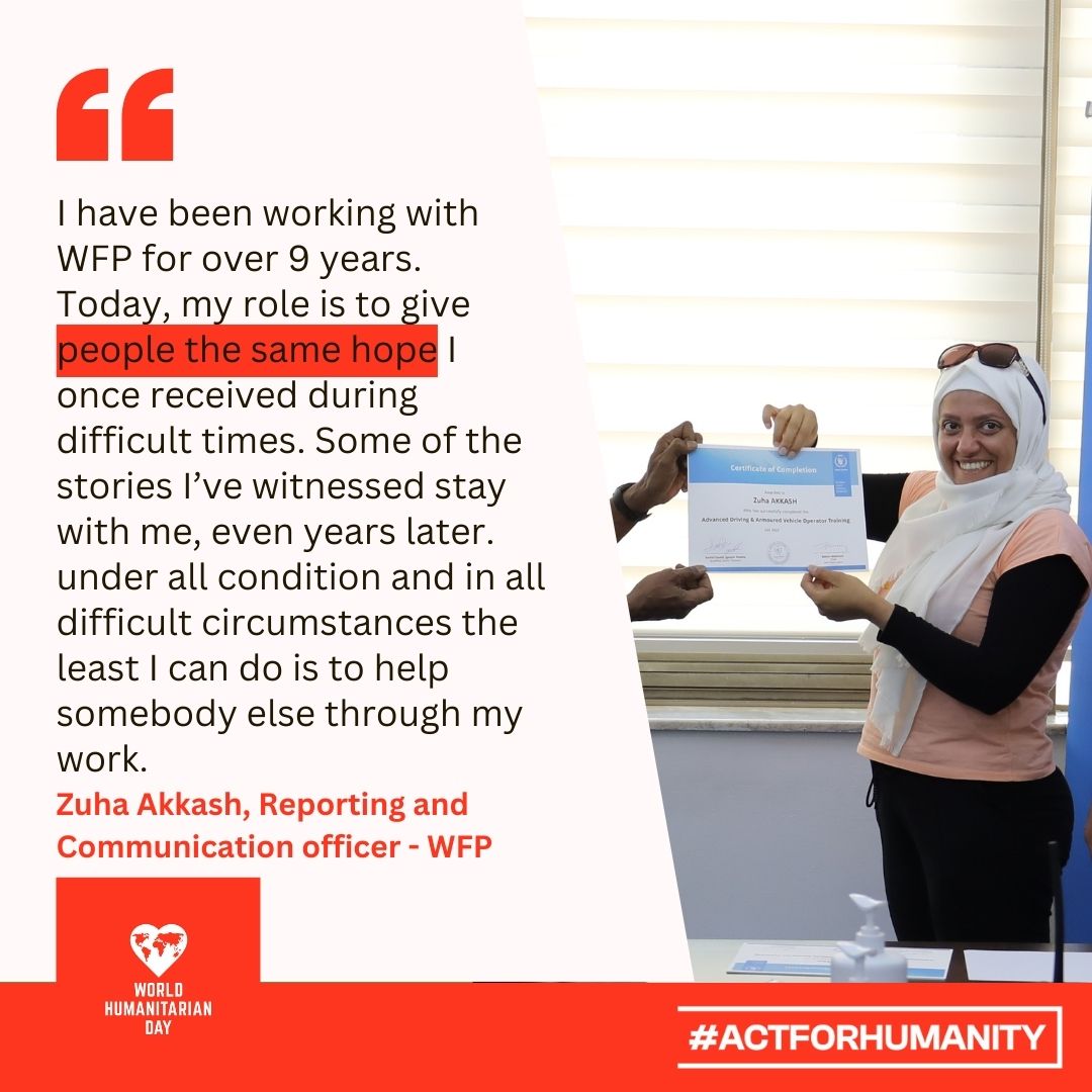 On #WorldHumanitarianDay, we honor those in Syria who risk everything to      protect dignity and bring hope.