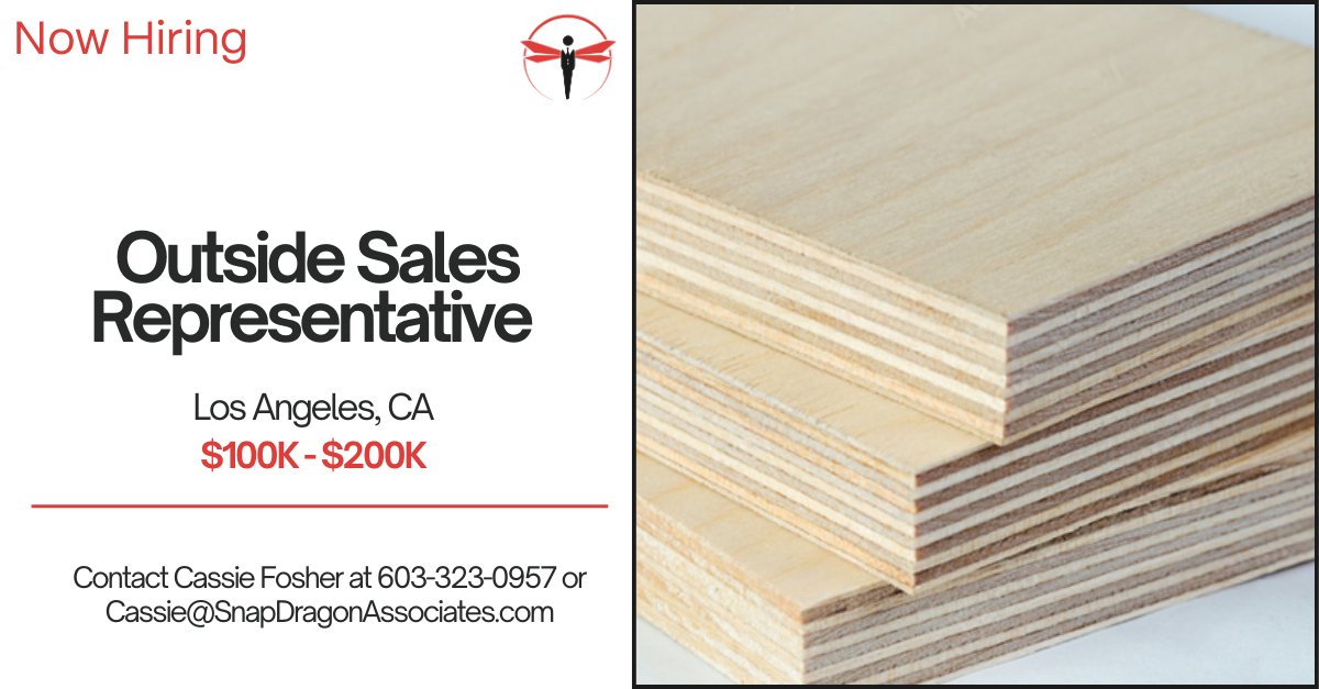 📍 Los Angeles, CA: Hiring a Territory Sales Rep for a national building materials distributor.

• $150K+ 1st-year guarantee
• Established territory
• Full product line: hardwood, plywood, mouldings &amp; more

🔗ow.ly/2KfW50WIQjs

#sales #losangeles #buildingmaterials