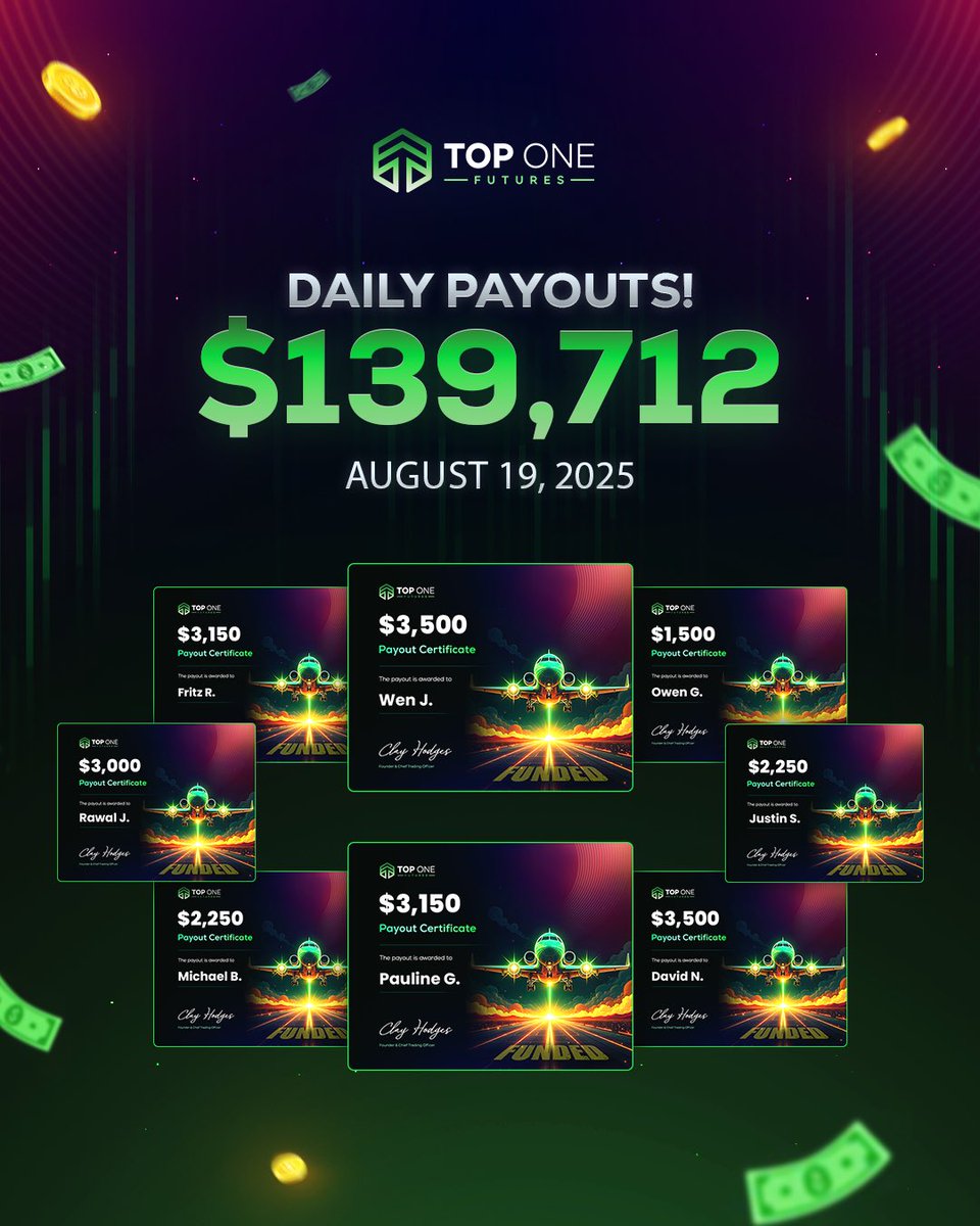 TopOneFutures's tweet photo. Another day, another payout. 💸 https://t.co/r31pFrRVUK