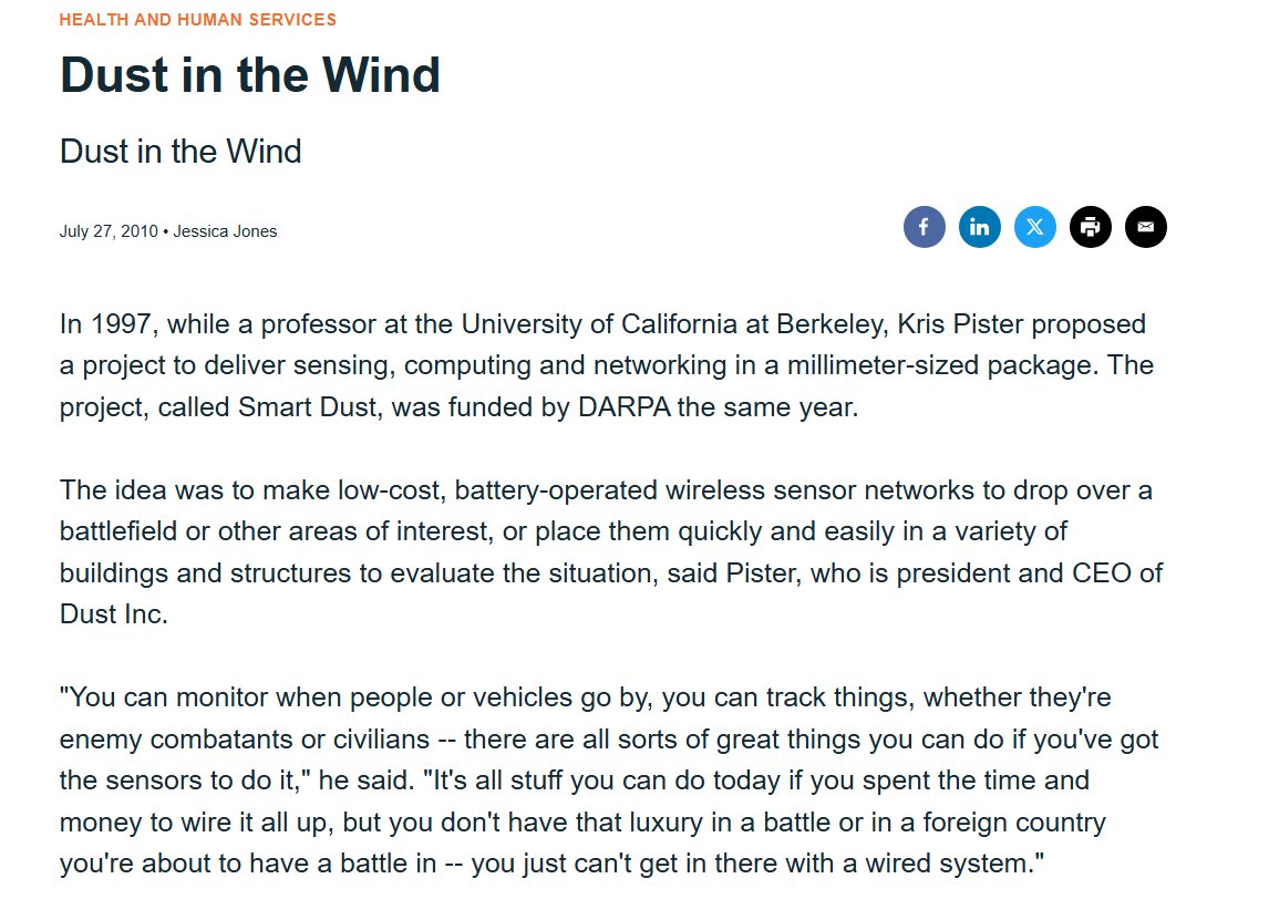 2010 DARPA Human Health and SMART Dust:
govtech.com/health/dust-in…