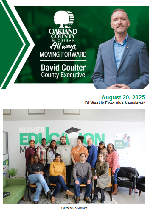 The end of summer and the back-to-school season are upon us, so I’m shining a light on #OaklandCounty students and two programs that will help keep them #AllWaysMovingForward. Learn more about #Acorn2Oak and our #Oakland80 initiative in my newsletter: lnks.gd/2/33X-VP5.