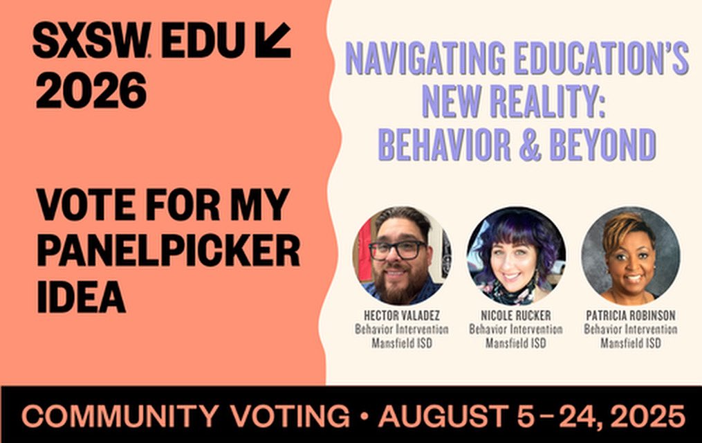 🚨 Help us get to #SXSWEDU 2026! 🚨
Our session “Navigating Education’s New Reality: Behavior &amp; Beyond” will empower educators w/ PLCs, SEL, MTSS &amp; growth mindset strategies.
❤️ Vote by 8/24: participate.sxsw.com/flow/sxsw/sxsw…
#PanelPicker #SXSW2026