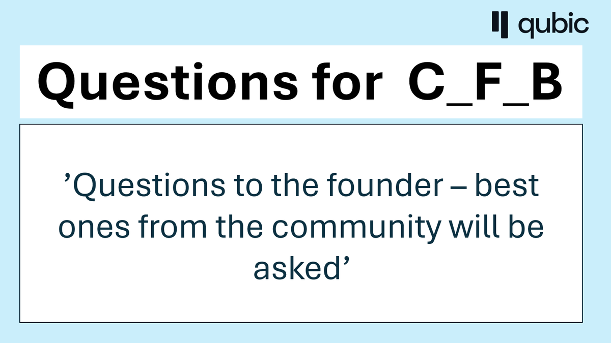 QUESTIONS TO THE QUBIC FOUNDER: 
I'm prepping up some ace Live Streams. I will have a segment about the Qubic founder CFB... He has agreed to answer some questions... Ask anything about QUBIC or what makes him tick, or his interests etc. 

Stick them in the chat below or DM me