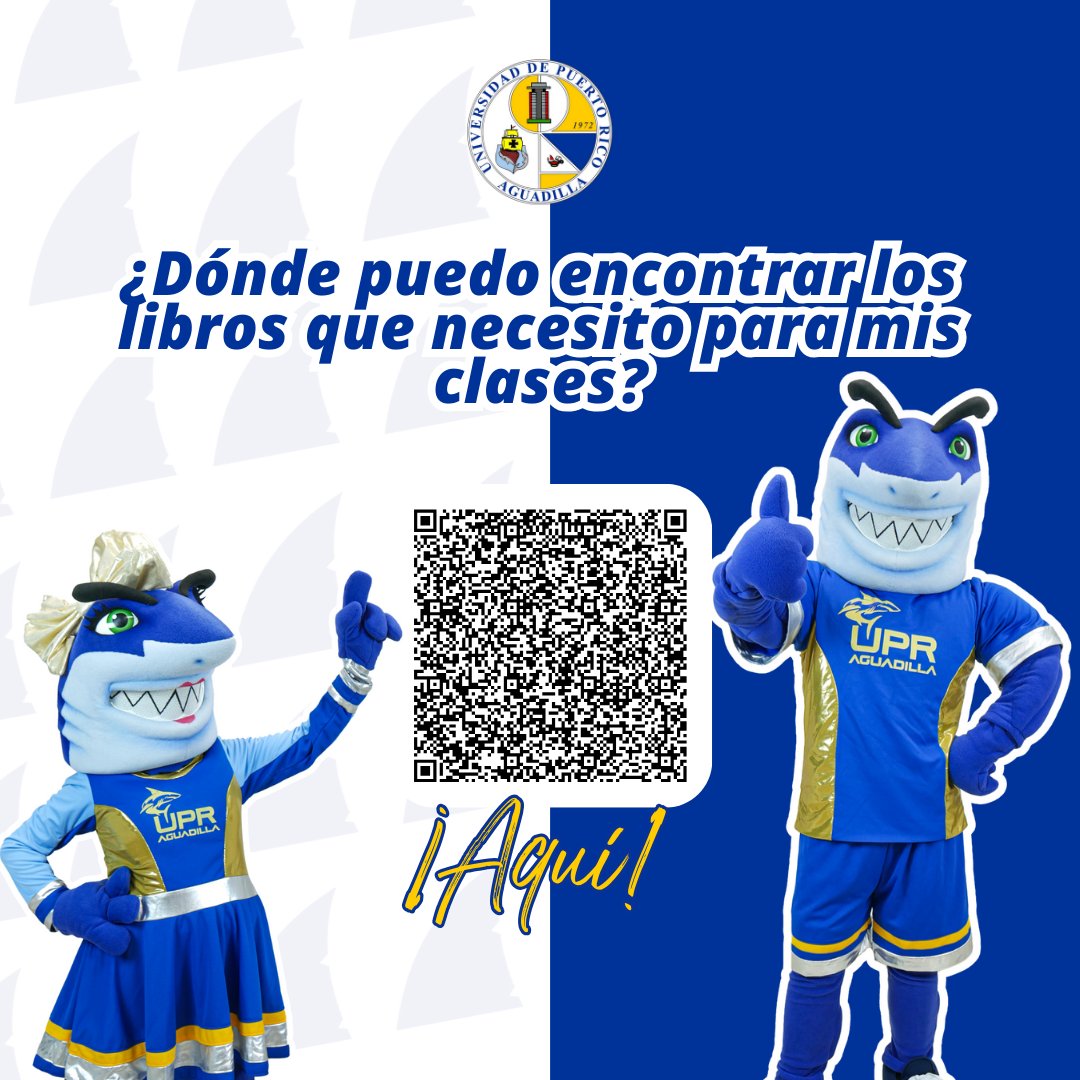 [Aviso] l ¡Tiburones!💙
Aquí le compartimos el enlace donde pueden encontrar el listado de libros para este semestre académico requeridos para sus clases.  Para saber dónde conseguir cada libro, deben comunicarse directamente con el profesor del curso.😎
#uprag #zonatiburon