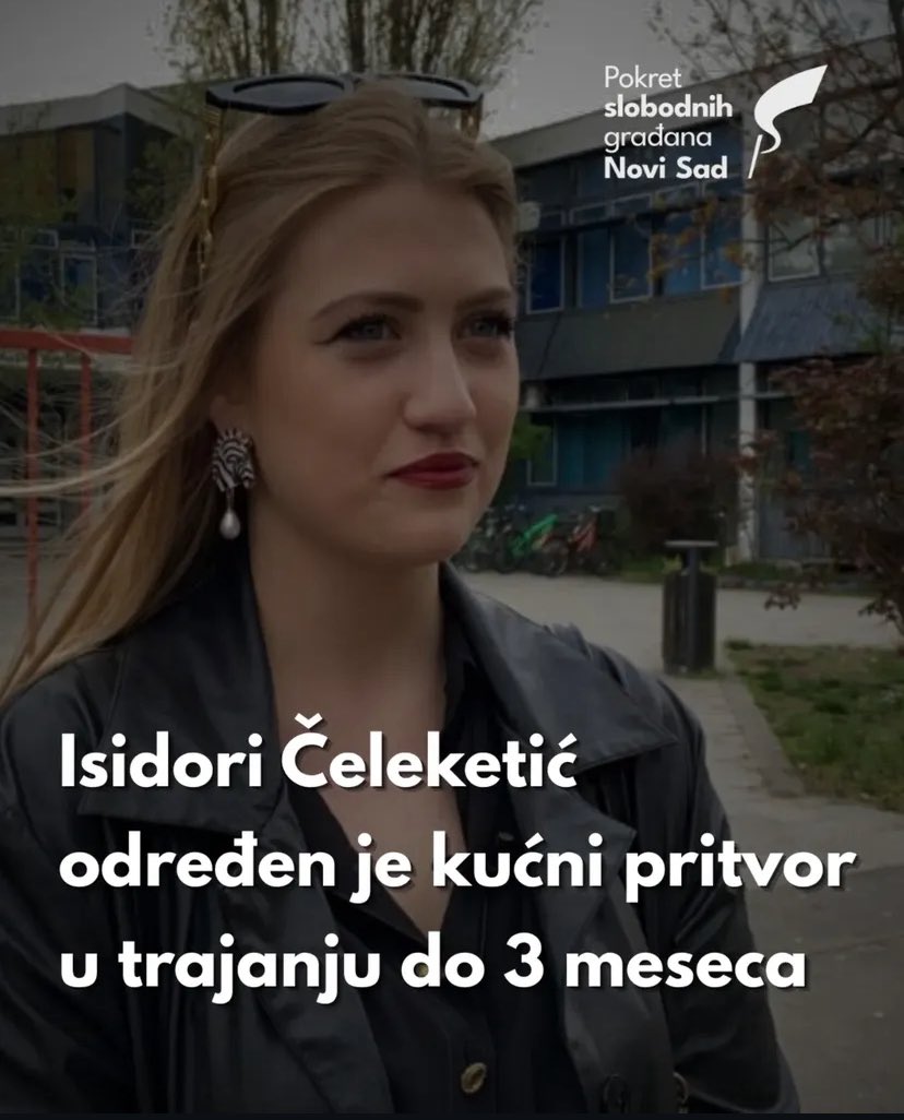 Profesoru Radivoju Jovovicu
odreden je pritvor u trajanju do 30 dana na Klisi, dok je Isidori Celeketic odreden kuéni pritvor u trajanju do 3 meseca.

#Pustiteihsve
✊