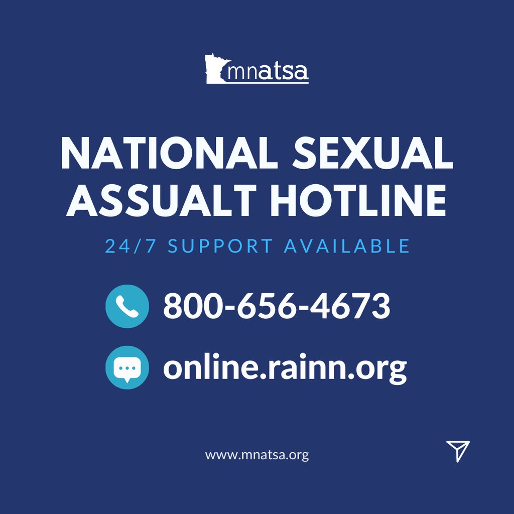 mn_atsa's tweet photo. Need support? You’re not alone.

☎️ Call 800.656.HOPE (4673) for:
• 24/7 confidential help
• Local resources &amp; medical care
• Judgment-free listening

💬 Prefer chat? https://t.co/ZunXoAXFFd 

#MNATSA #ATSA #PreventSexualAbuse #SexualAbusePrevention #MakingSocietySafer https://t.co/lEkbDQYHdU