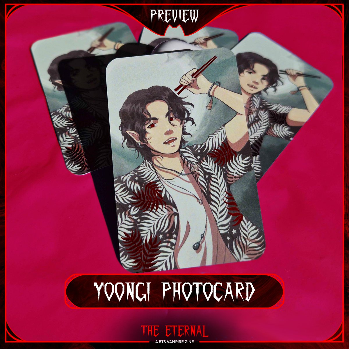 Our eternal slumber isn't far away... Shop closes for leftover sales in just a few days! If you don't hurry, you'll miss out on incredible merch, like more of our red foil photocards!

🥢 btsvampirezine.bigcartel.com