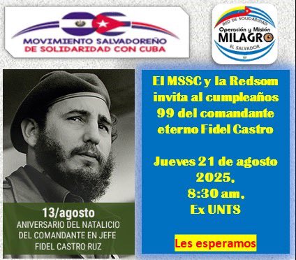 MSVCUBA26's tweet image. Conmemoración Natalicio comandante eterno Fidel Castro.
Están invitados/as