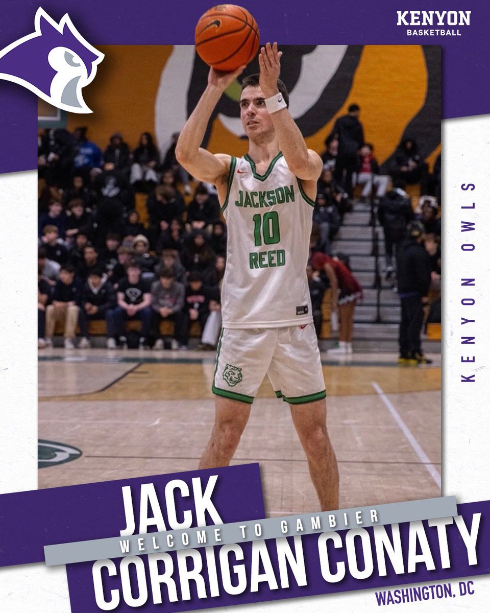 Kenyon Men’s Basketball (@kenyon_mbb) on Twitter photo We’ll be seeing him in a couple days. Coming to us from Jackson Reed HS, <a href="/Jackisthenamee/">James “Jack” Corrigan Conaty</a>! We’ll be seeing him in a couple days. Coming to us from Jackson Reed HS, <a href="/Jackisthenamee/">James “Jack” Corrigan Conaty</a>!