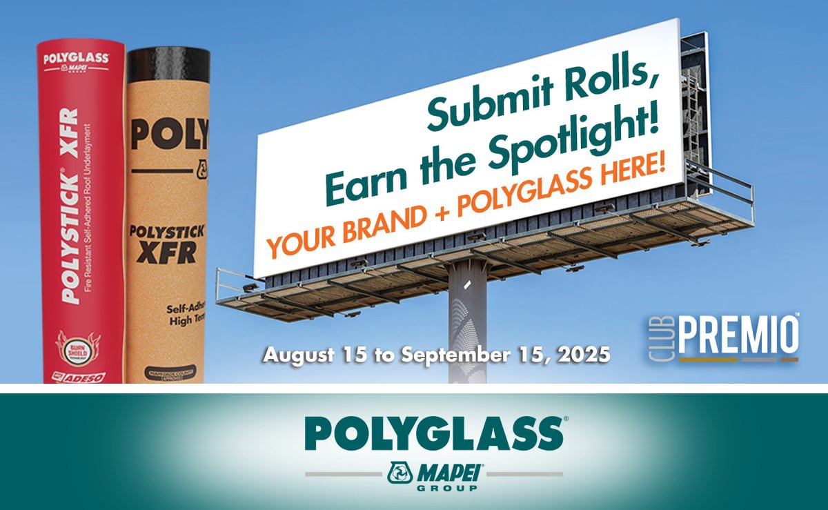 johnflbea's tweet image. SUBMIT ROLLS, EARN THE SPOTLIGHT!
Polyglass is turning up the heat with a Club Premio Contractor Competition from August 15 to September 15 featuring Polystick® XFR underlayment. Submit eligible purchases to Club Premio for your shot at roofing fame!
app.robly.com/archive?id=dee…