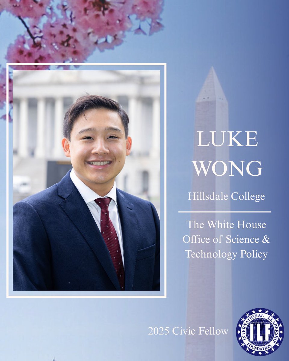 Today, we recognize Luke Wong. This summer, Luke is an intern at the White House Office of Science and Technology Policy.

Hometown: West Harrison, NY
Senior, <a href="/Hillsdale/">Hillsdale College</a> College 
Majors: Economics
Minor: Political Science
.
.
#ILFCivicFellows #ILFCivicFellow