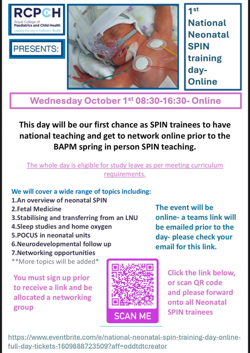 Harsha Gowda (@drharshagowda) on Twitter photo 📣 Neonatal SPIN resident doctors!
First virtual National Neonatal SPIN training day on 1st Oct 2025. 
Registration link and details on the flyer below. 
<a href="/RCPCHtweets/">RCPCH</a> <a href="/BAPM_Official/">BAPM</a> <a href="/rcpch_trainees/">RCPCH Trainees</a> 📣 Neonatal SPIN resident doctors!
First virtual National Neonatal SPIN training day on 1st Oct 2025. 
Registration link and details on the flyer below. 
<a href="/RCPCHtweets/">RCPCH</a> <a href="/BAPM_Official/">BAPM</a> <a href="/rcpch_trainees/">RCPCH Trainees</a>