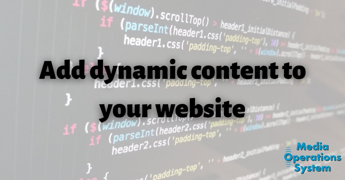 MediaOpsSystem's tweet image. Add dynamic content to your website with #MediaOperationsSystem:
📅 Schedule
📡 News
🎺 Gig guide
💰 Competitions.

All updated in real-time &amp;amp; shared between team.

#LocalRadio #HospitalRadio #CommunityRadio #StudentRadio #MakingRadioEasy

https://www.mediaop...