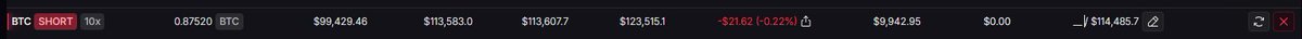 $ETH too strong today. 
Gotta keep farming that Lighter airdrop, so I’m trading even when I don’t want to 😂 
Only short left is $BTC - let’s nuke it to $6K 😈📉
Entry: $113,583
SL: $114,485.7
Targeting ~$110K 🔨 Don't pump it !