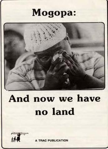 In 1911, this Tswana community legally bought land at Mogopa, building a thriving village with schools &amp; clinics. Apartheid classified it a "black spot" in white areas. Feb 14, 1984: 90 armed police forcibly removed residents at gunpoint to clear fertile land for white farmers.