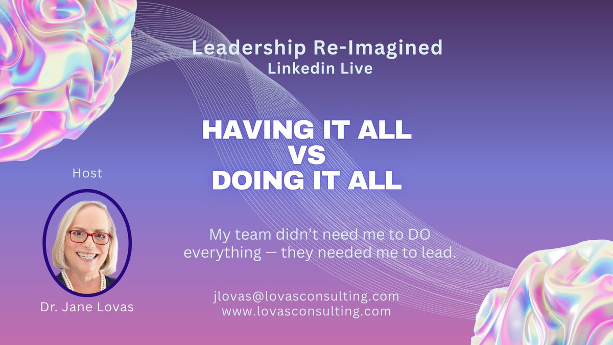 jlovas's tweet photo. I learned the hard way that “doing it all” isn’t the same as “having it all.”

The turning point came when I realized: my team didn’t need me to DO everything — they needed me to lead.

Watch todays LinkedIn Live: https://t.co/gEXGnzYDMJ

#womenintech #womeninleadership https://t.co/Lhngv2mcl9