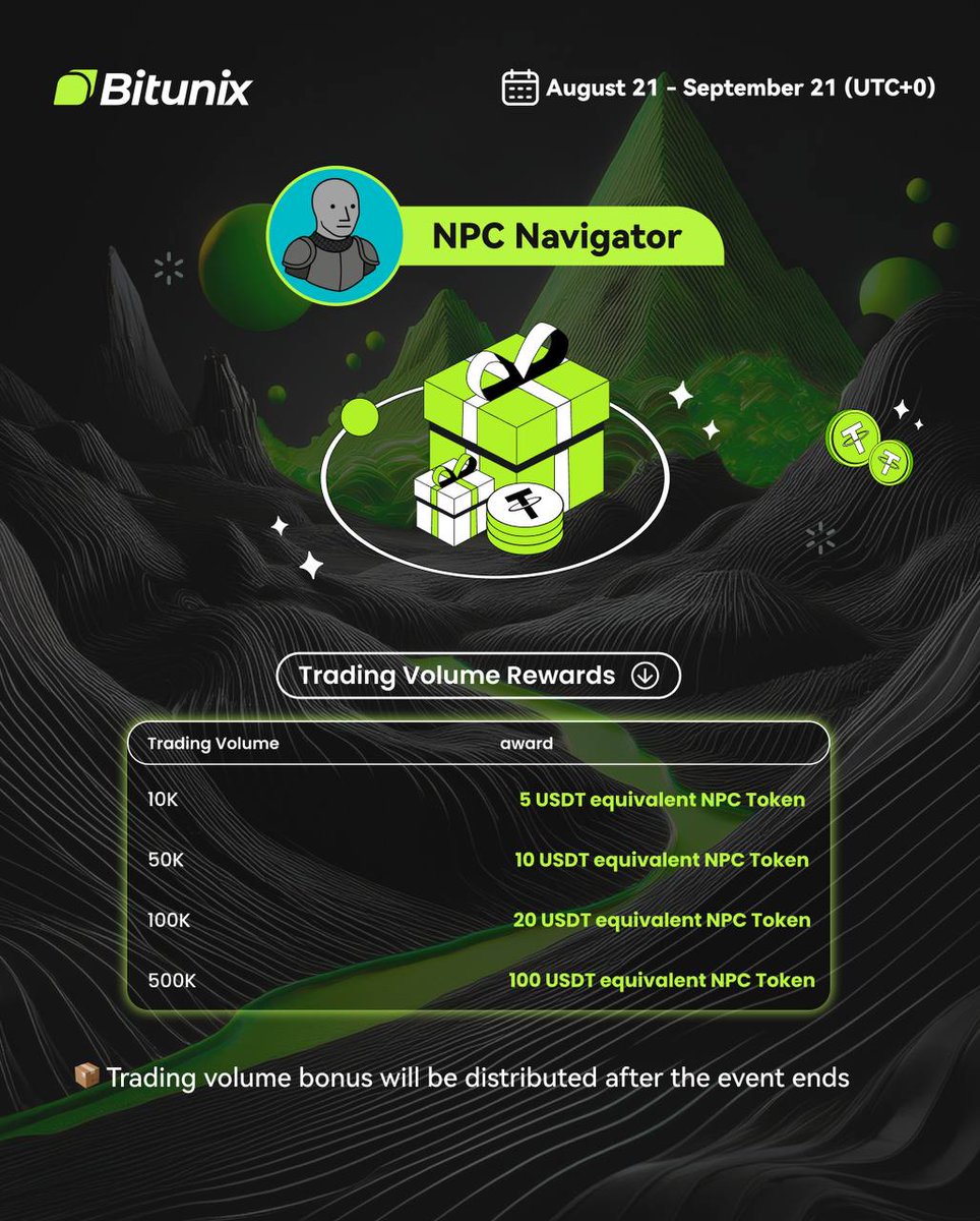 NPCNavigator's tweet image. I'm thrilled to finally announce that I've partnered with @BitunixOfficial  and secured a great deal to promote this.

By signing up through my link, you can earn $NPC coins.

This campaign is brought to you by #Bitunix  and @NPCNavigator 
#NPC 

bitunix.com/activity/norma…