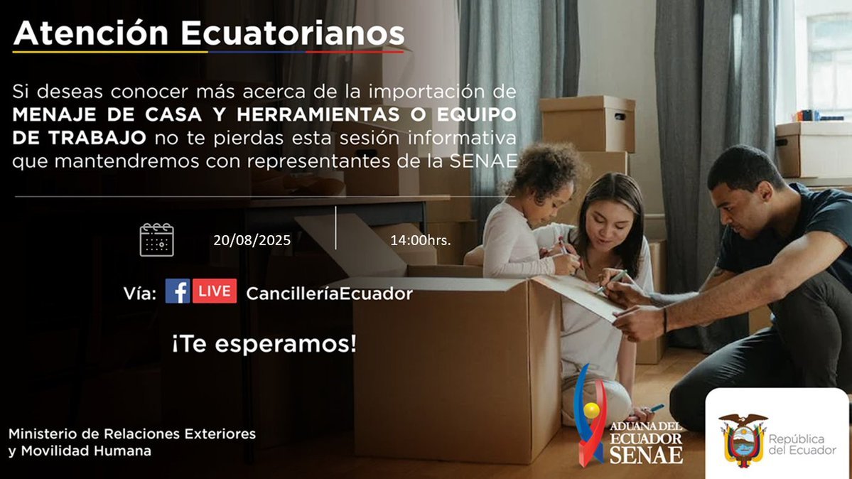 📢 ¡Atentos ecuatorianos en Guatemala! 🇪🇨🇬🇹

Hoy 14:00 
Capacitación sobre “Menaje de casa y equipo de trabajo”
👉 Compartiremos el FB Live de <a href="/CancilleriaEc/">Cancillería del Ecuador 🇪🇨</a> cuando inicie.