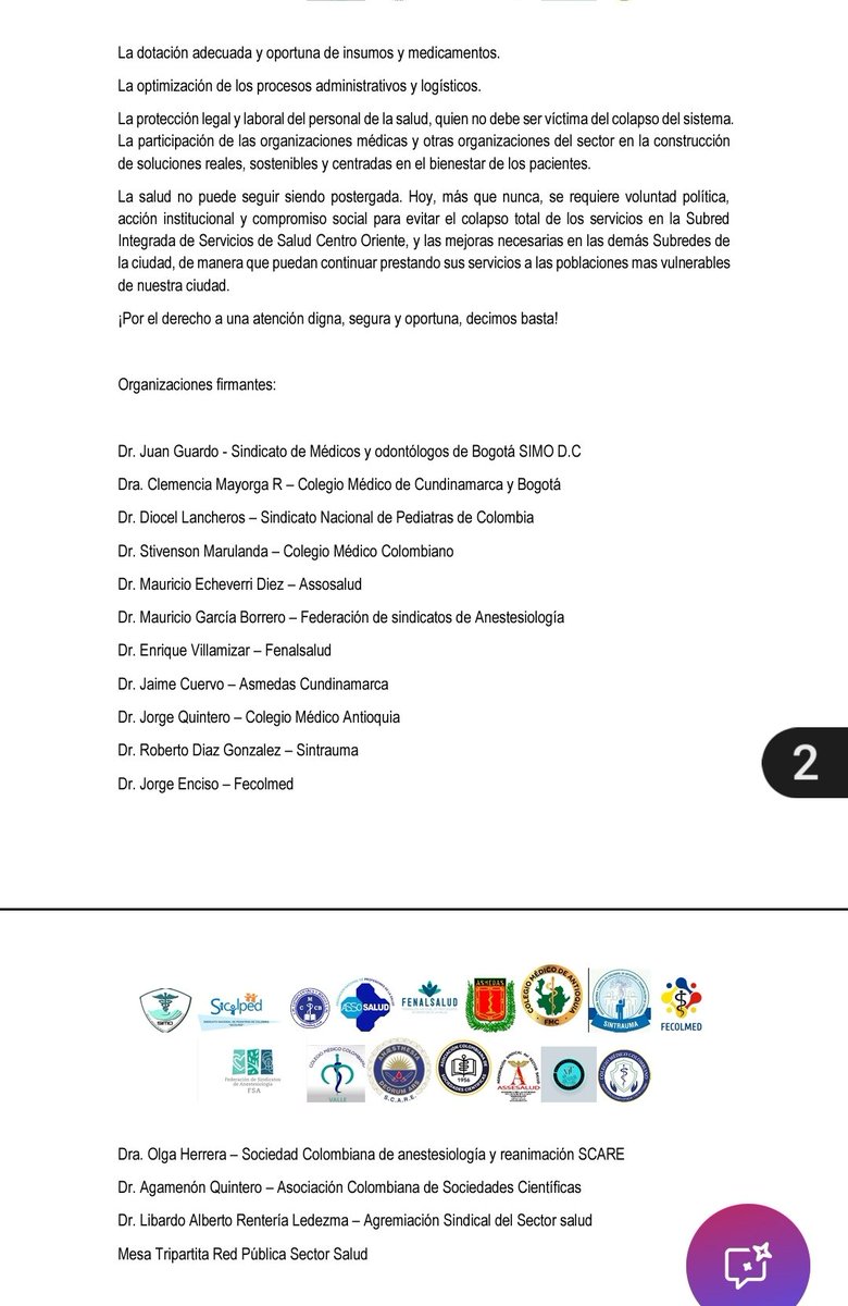 Situación Subred integrada de servicios de salud centro oriente. S.O.S <a href="/SectorSalud/">Secretaría Distrital de Salud</a> <a href="/MinSaludCol/">MinSalud Colombia 🇨🇴</a> <a href="/MintrabajoCol/">MinTrabajo</a> <a href="/personeriabta/">Personería de Bogotá</a> <a href="/Supersalud/">Supersalud</a> <a href="/ColegioMedicoCo/">Colegio Médico Colombiano</a> <a href="/ColegioMedicoCB/">Colegio Médico CB</a> <a href="/PGN_COL/">Procuraduría General de la Nación</a> <a href="/Bogota/">Alcaldía de Bogotá</a> <a href="/Sicolped1/">SICOLPED</a> <a href="/SubRedCentroOri/">Subred Centro Oriente E.S.E</a>
