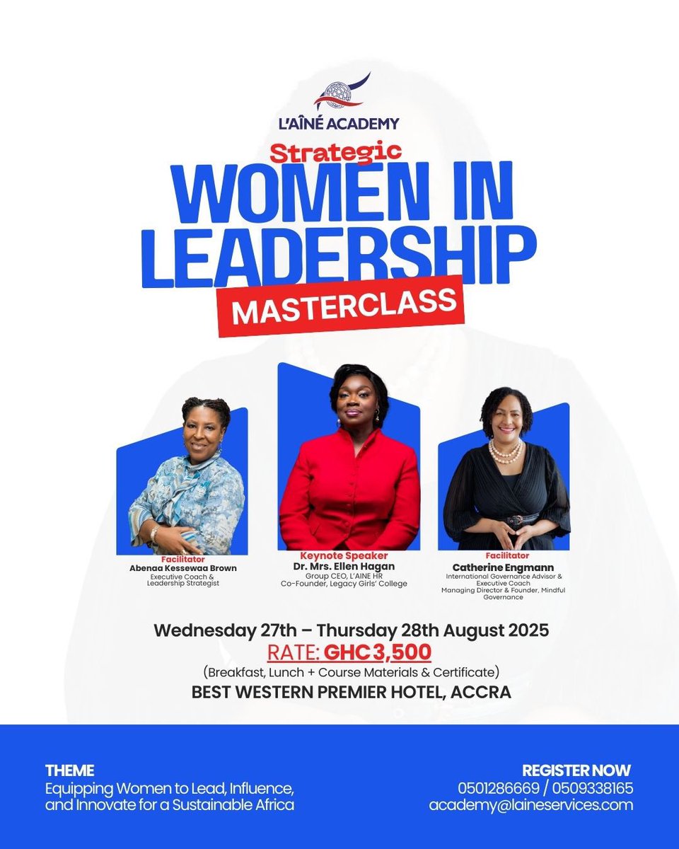 LAINE_HR's tweet photo. Calling All Visionary Women!
Join us at the Strategic Women in Leadership Masterclass!
Expect practical insights, inspiring conversations, and transformational strategies designed to elevate your leadership journey.
#LeadershipMasterclass #empowerher https://t.co/C9dK61OX0m