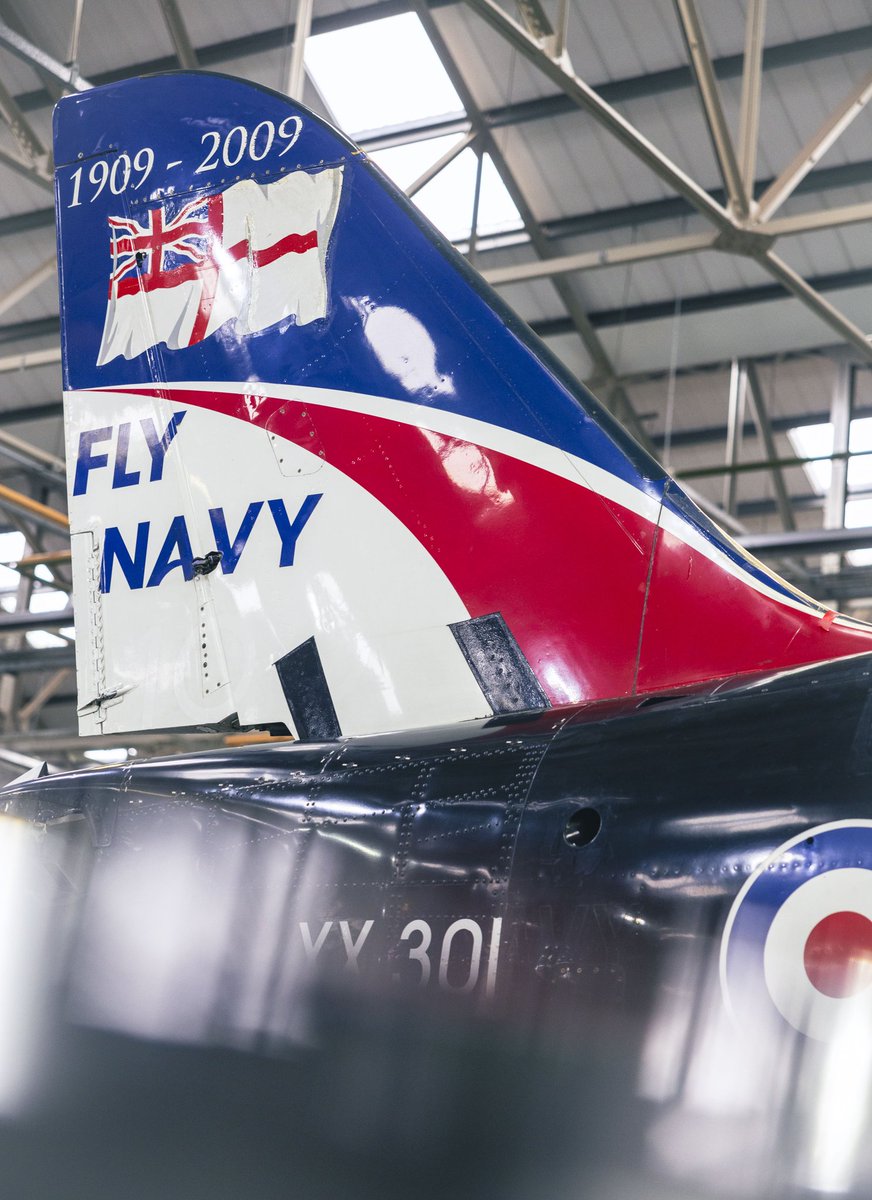 RAF_Cosford's tweet photo. Sporting a tailfin design that we aren't used to, we welcomed Hawk XX301 to the Mechanical Training Squadron, No.1 School of Technical Training at RAF Cosford this week. This ex-@RoyalNavy aircraft will soon begin to be used to train @RoyalAirForce aircraft technician apprentices https://t.co/OFzulJWv3F